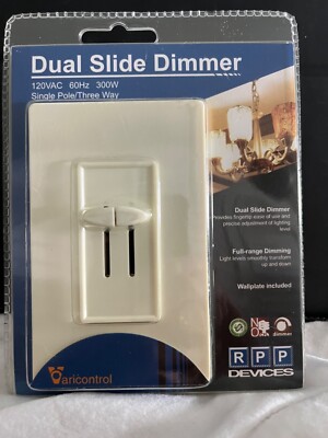 32 NEW Dual Slide Dimmers,  300W, Single Pole/3-Way, 120V, original pkg.