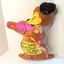 VTG 1971 Dan Dee Inflatable Greeting Card Get Well Soon Bear With Fiddle