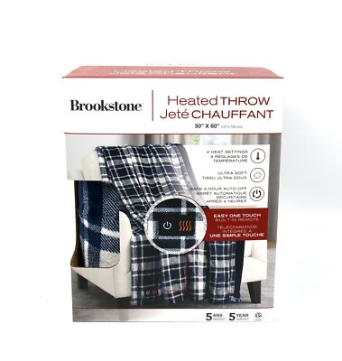Brookstone 4-Heat Setting Luxurious Heated Throw/Blanket 50 x 60
