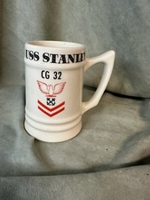 USS Stanley CG-32 Mug Stein Beer Coffee Cup Pencil Holder Made In USA Pottery