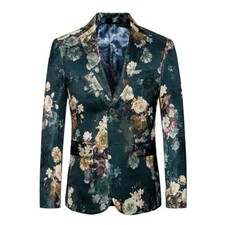 Veste De Costume Élégante Pour Homme Blazer Robe Jacquard Floral À Un Bouton
