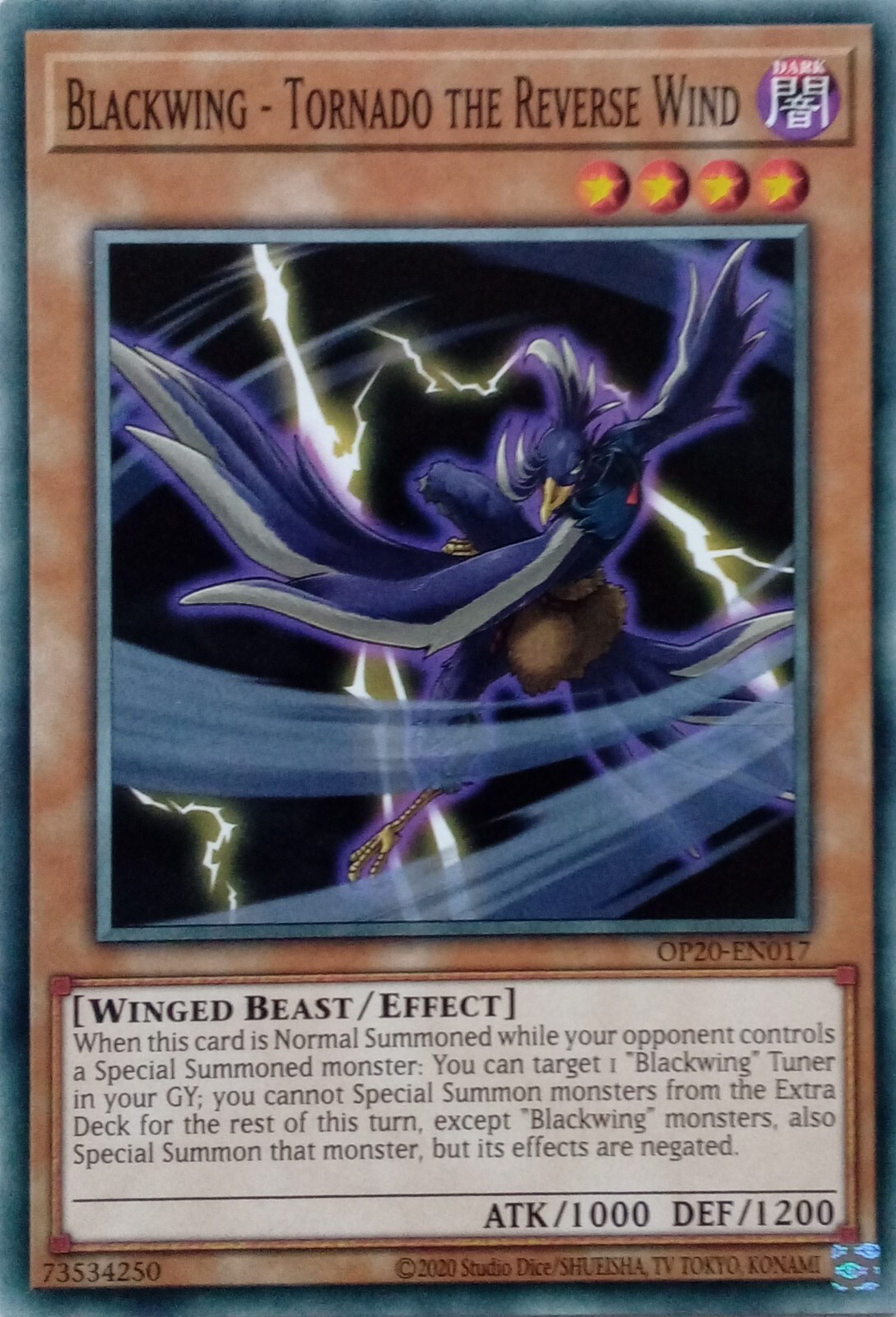 OP20-EN017 BLACKWING - TORNADO THE REVERSE WIND COMMON 1ST EDITION YuGiOh CARD