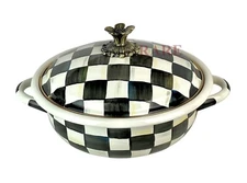 MacKenzie-Childs Courtly Check Medium Enamelware Casserbole 12" Wide New No Box