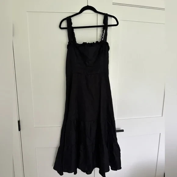 Red Linen Dress Reformation Rou Midi Fit Flare Dress Reformation Rou Midi  Fit Flare Dress In Black ModeSens