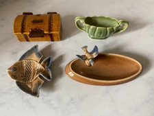 Wade Porcelain Collectables Lot x 4 Treasure Chest Fish Bird Trinket Dish Vase 