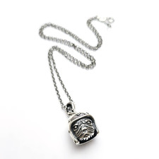 Sterling Silver French Bulldog in Biker Helmet Pendant Necklace Dog Lover Gift