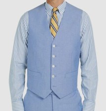 100 Tommy Hilfiger Men's Fit Blue 5 Button Formal Suit Vest Waistcoat Size S