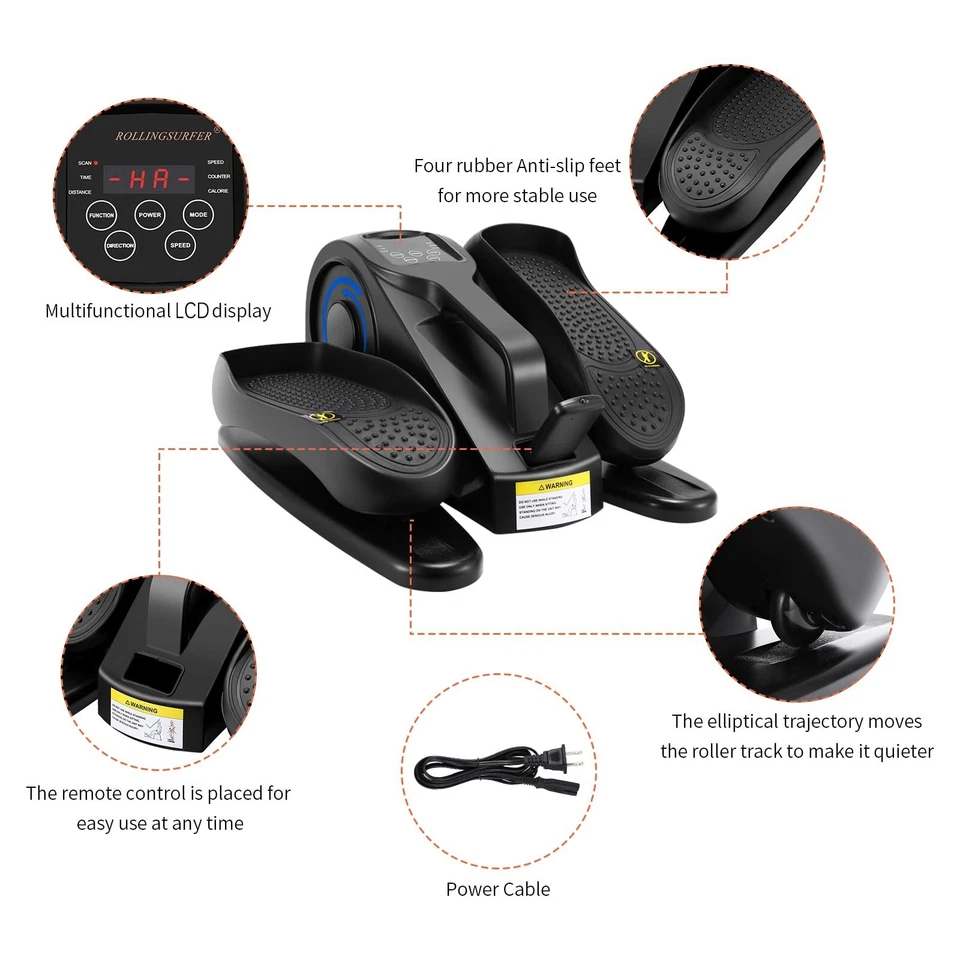Under Desk Elliptical Machine, Adjustable Speeds Elliptical Trainer with Remo... - Image 3 of 4