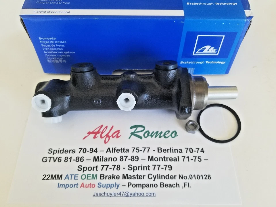 Cilindro maestro de freno Alfa Romeo Spider, GTV, GTV-6, Berlina Milano OEM ATE- 22 mm Foto 4 de 4