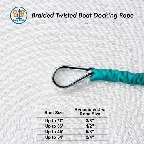 1/2"x100' Twisted 3 Strand Nylon Anchor Rope & Thimble Boat Yacht Marine Line - Foto 4 di 10