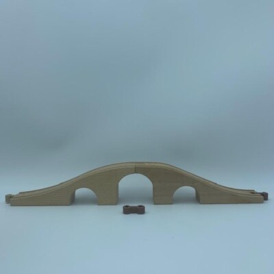 Thomas Brio Compatible Wooden Railway Bridge Overpass 2 Piece Wood Train Track