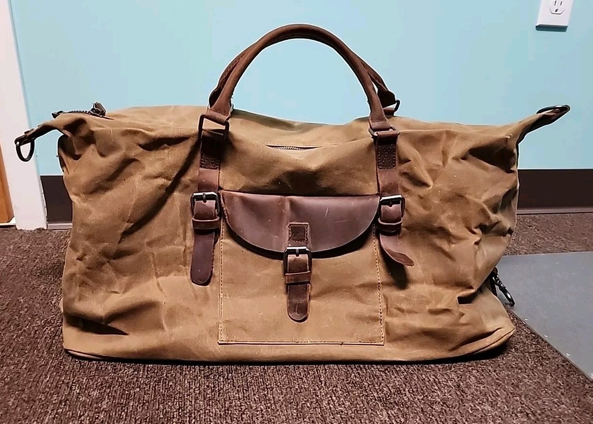 人気のUSED　BAG Newhey Waxed Thick Canvas Leather Duffle New Nice Hardware