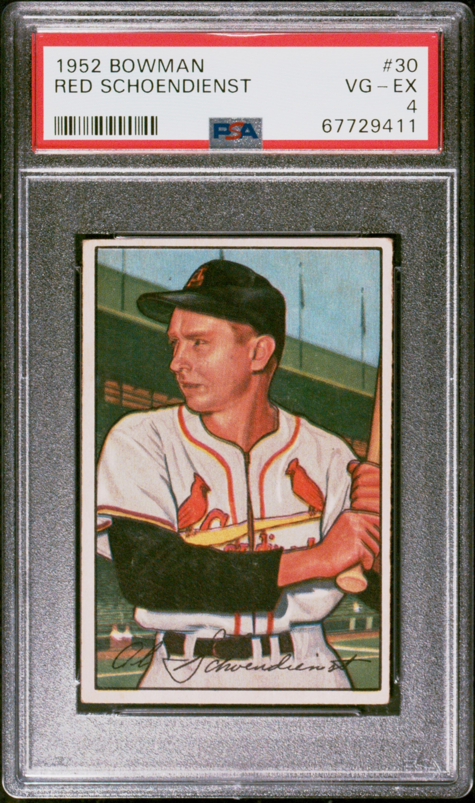 1952 BOWMAN #30 RED SCHOENDIENST PSA 4