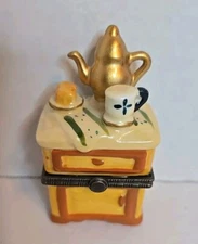 VINTAGE SILVESTRI Cabinet Tea Set Hinged Trinket Box Miniature Porcelain