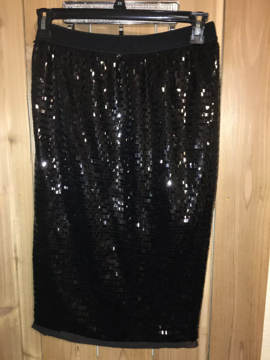 Womens black cheap sequin skirt