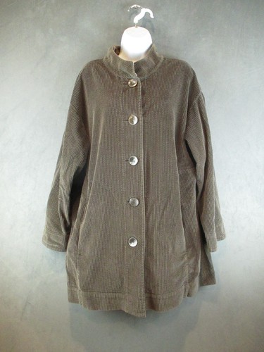 J Jill Jacket Womens 2X Brown Corduroy Pockets Artsy Boho Lagenlook Velvet Trim