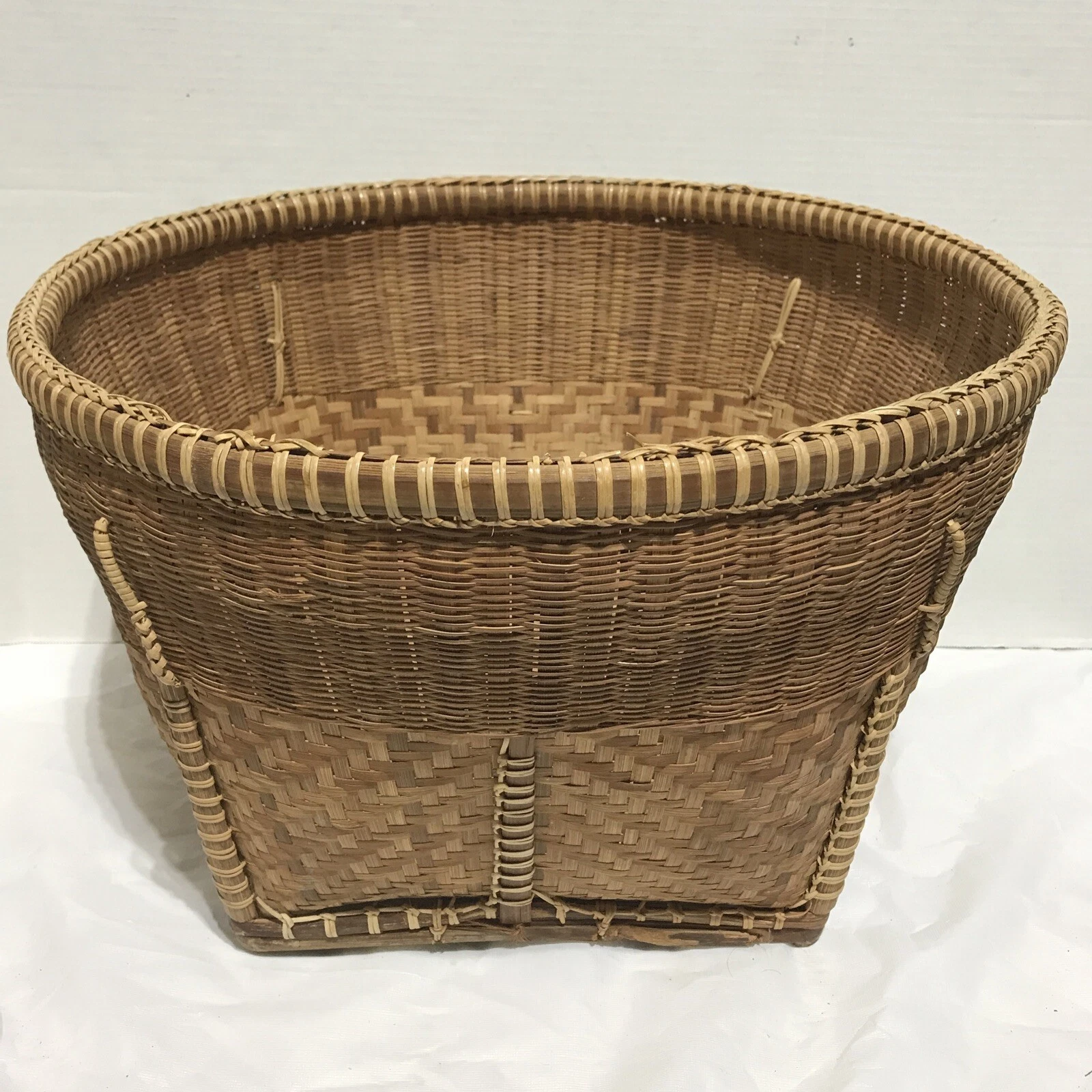 18” Vintage Thai Handicraft Basket & Rattan Multi-Purpose Bamboo Exquisitely