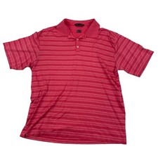 Nike Tiger Woods Collection Double Mercerized Cotton Salmon Striped Polo Size XL