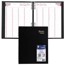 2026 Brownline CB960C.BLK CoilPRO 4-Person Daily Appointment Book, 11 x 8.5"