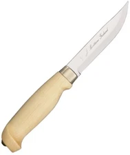 Marttiini Lynx 129 4 1/4" Stainless Steel Birch Handle Fixed Knife 129010