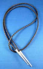 NEW 43.5" Genuine leather black 4mm BOLO cord Sterling small bead bola tie TIPS