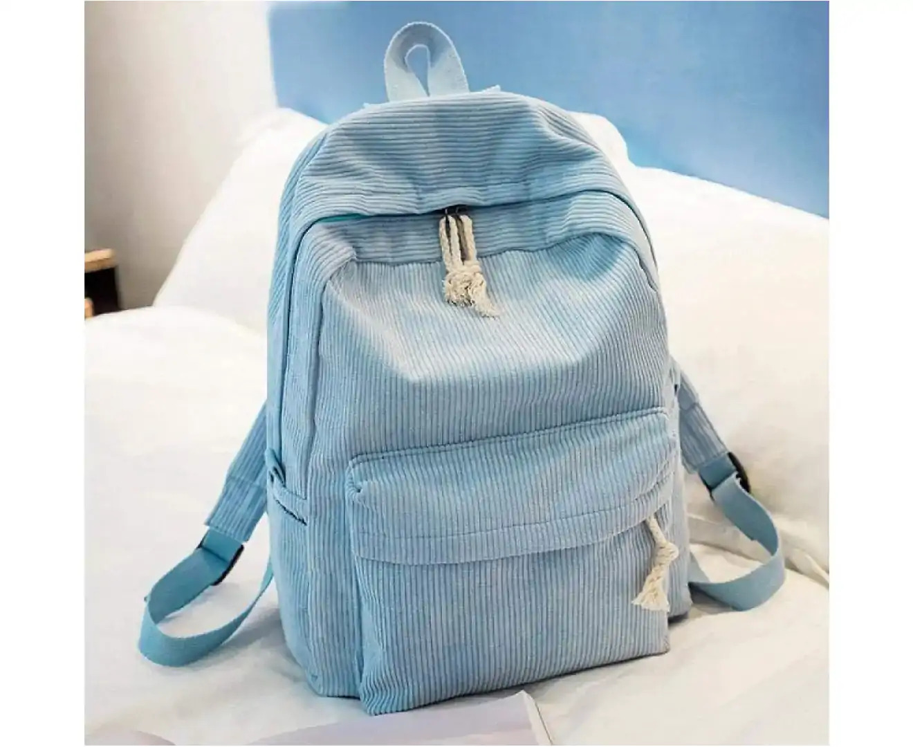 Backpack Corduroy Bookbag Multifunction School Bag for Women