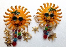 Lunch At The Ritz "La Playa" Sun Enamel  Earrings
