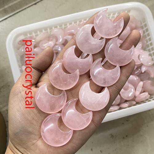50pcs Wholesale Natural Rose quartz Moon Quartz Crystal Carved Skull Pendant 1" - Picture 10 of 12