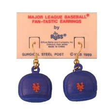 New York Mets Earrings MLB BASEBALL Fan-Tastic Hat Cap New Vintage OLD NEW 1989