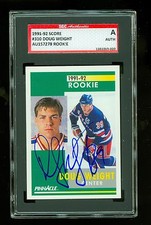Doug Weight Autographed 1992 Score Rookie Card 310 Rangers SGC Authentic Encased