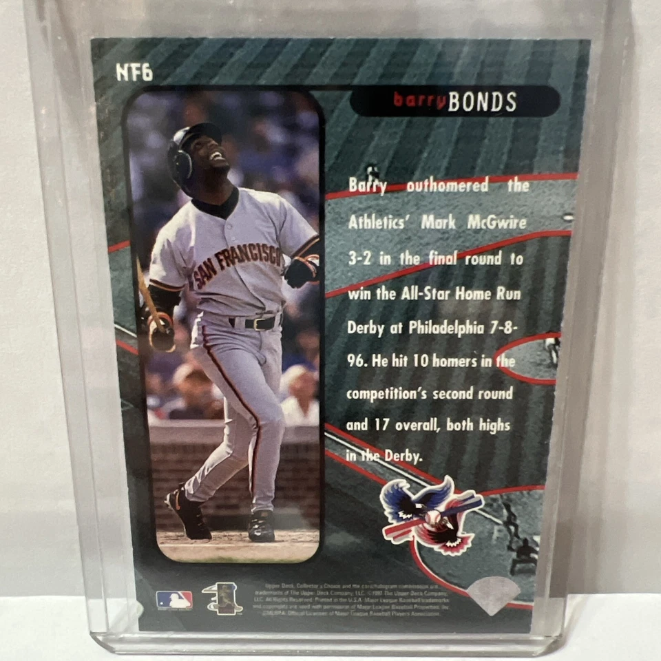 1997 UPPER DECK COLLECTOR'S CHOICE BASEBALL  Barry Bonds #NF6 - Image 2 of 4