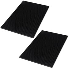 2x Chef-Hub Rubber Bar Mat 45x30cm Black Spill Mat Heavy Duty Non Slip Runner