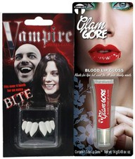 Vampire Night Out DIY Costume Fangs with Blood Red Lip Gloss 14g FX Makeup