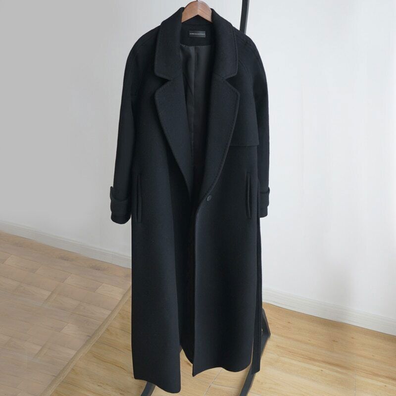 ジャケット・アウター NO ID Long Wool trench coat Winter Women's Wool Trench Coat Long Coat Belt Women Wool