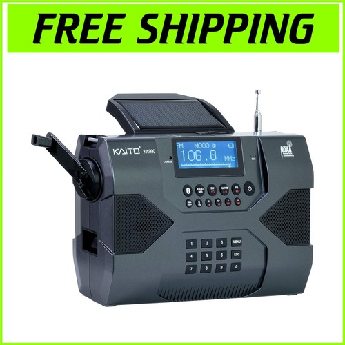 Black Emergency Radio with 7 NOAA Channels & Bluetooth - Essential for Outdoors