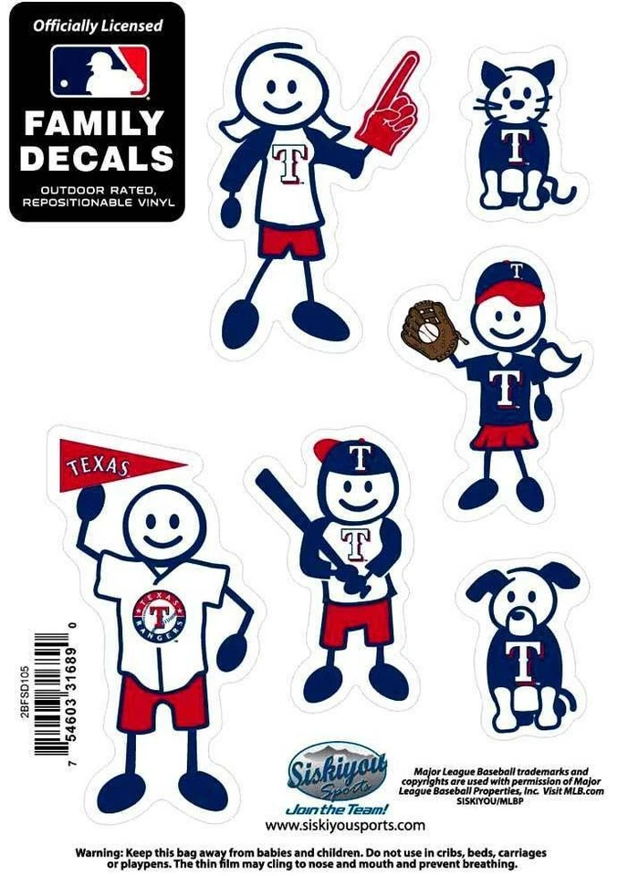 Texas Rangers Outdoor Rated Vinyl Family Decals MLB Licensed Baseball - Image 2 of 3