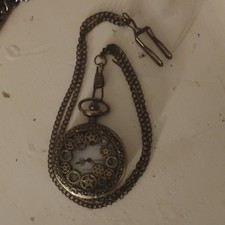 Steampunk Bronze Half Hunter Pocket Watch Quartz Movement with Chain