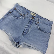 Madewell Relaxed Denim Shorts Women s 29 Light Wash Raw Hem Button Fly