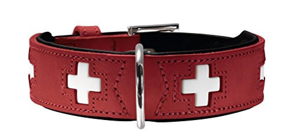 Collare Cane HUNTER Swiss Rosso Nero 56-63,5 cm Pelle | Nuovo Arrivo