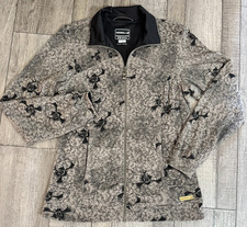 Merrell Opti-Wick Full Zip Knit Light Jacket Floral Pockets Black Brown Womens M