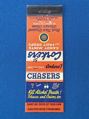 Chaser's Candy Mints & Fruit Drops Advertising VTG Matchbook Cover Lt#2359