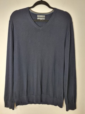Marks & Spencer Extra Fine Merino Wool Herren XL V-Neck Pullover Navy Extra Large