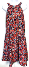 Loft Outlet Coral Multi Floral Halter Neck Dress Size Large