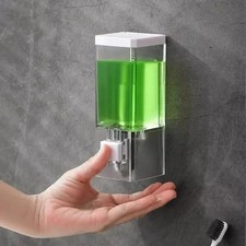 Wall Mounted Soap Dispenser Manual Press No-Drill Bathroom Liquid Bottle