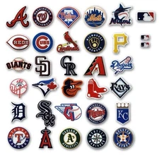 *LOT 33 * ALL MLB TEAMS LOGO 2-3” IRON ON PATCHES + MLB LOGOS SHIPS FREE