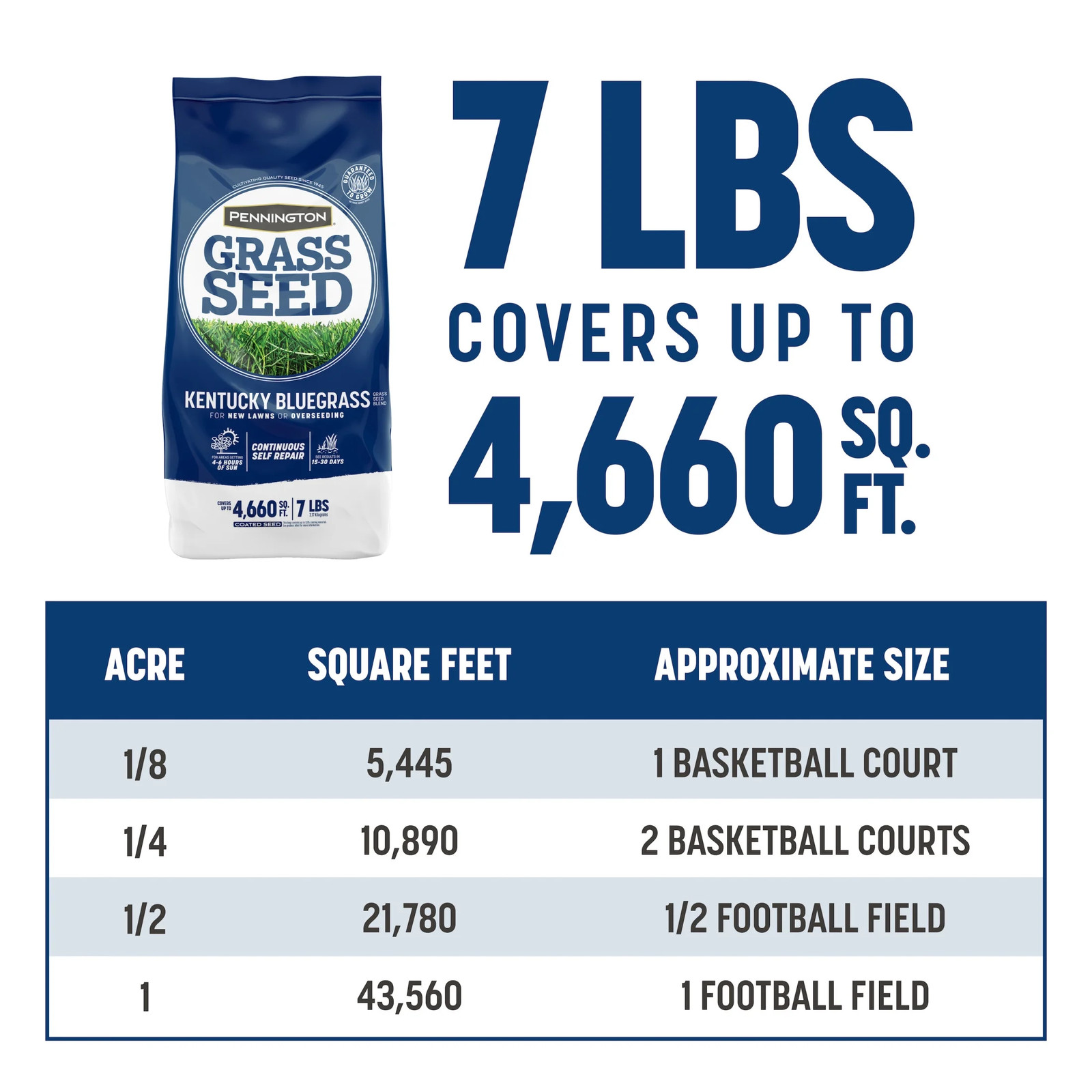 Kentucky Bluegrass Northern Grass Seed Mix, for Sun to Partial Shade, 7 Lb.