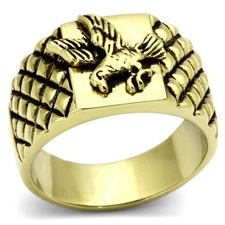 Men's Eagle Ring, 14K Gold Plated, Stainless Steel, Statement, Bold Ring