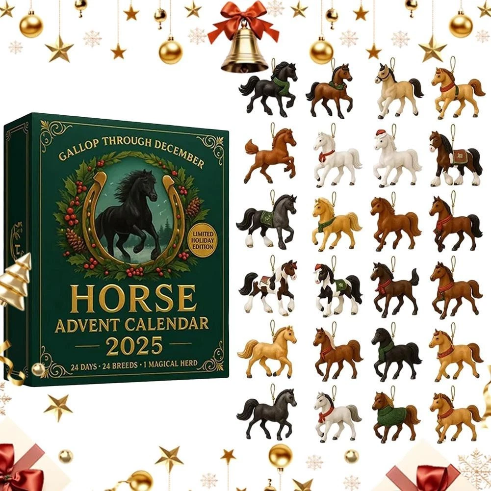 Horse Advent Calendar 2025, Christmas Calendar with Fig Horses