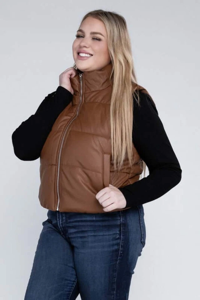 Stylish Plus Size Puffer Vest Jacket - Cozy & Functional - Image 3 of 4