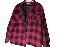Mens shacket Sonoma Red Black Buffalo Plaid Quilted Flannel Shirt Jacket L 
